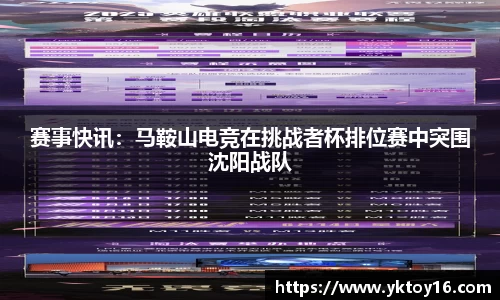 赛事快讯：马鞍山电竞在挑战者杯排位赛中突围沈阳战队